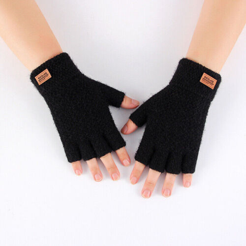 Alpaca Wool Fingerless Gloves Knitted Half Finger Mittens